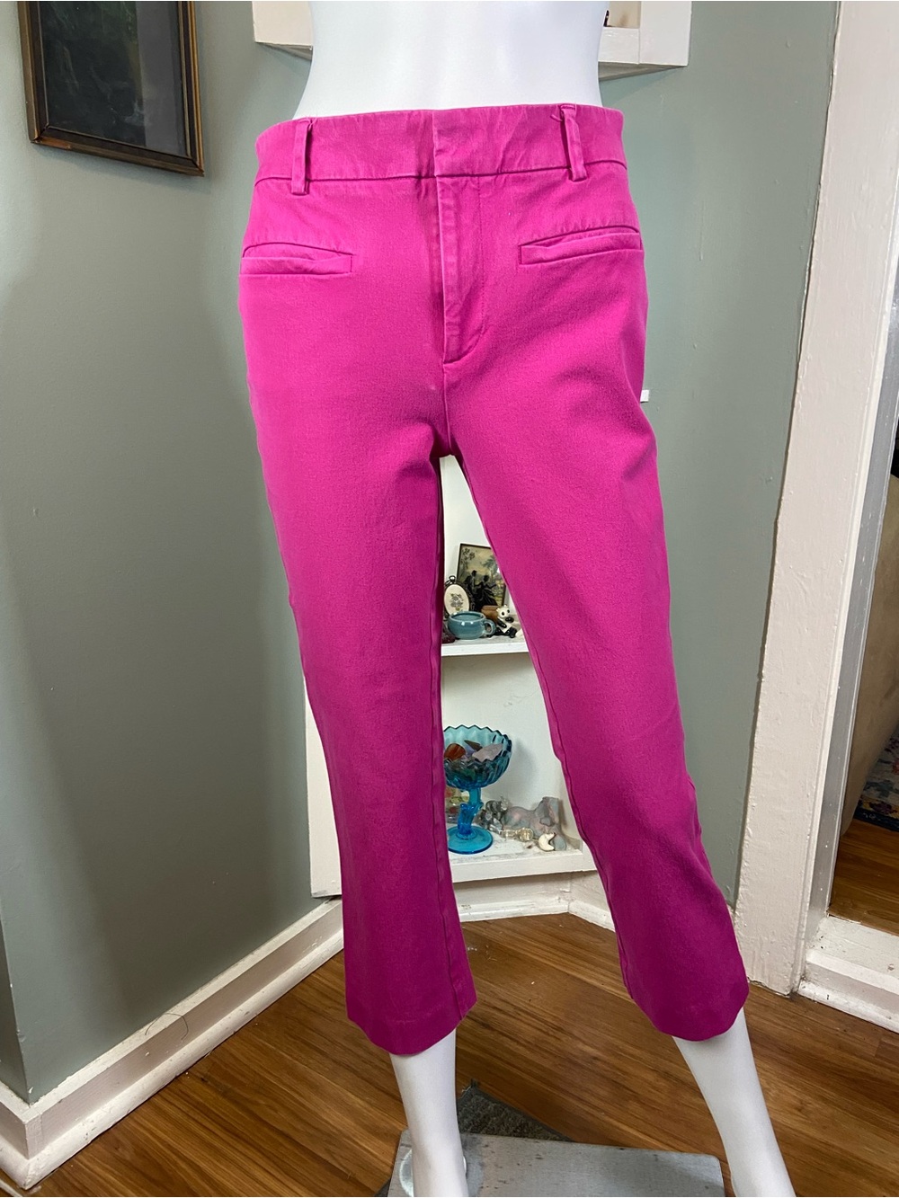 Maeve Essential Slim Kick Flare Pants Anthropologie Cropped Capri Pink Sz 4